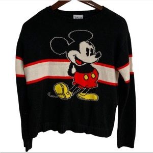 Y2K Disney Mickey Mouse Knit Black Sweater Kid’s XL fits Women’s Small-Medium